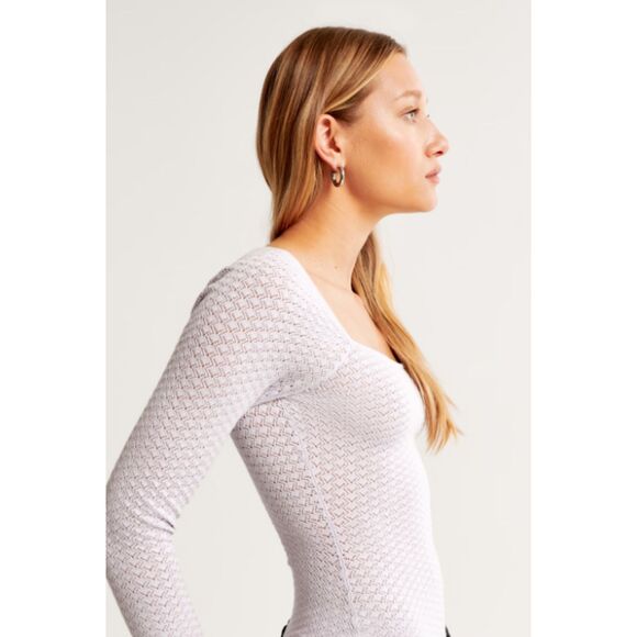 NWT Women's Abercrombie & Fitch Pointelle Square Neck Bodysuit - Size M - Picture 2 of 7